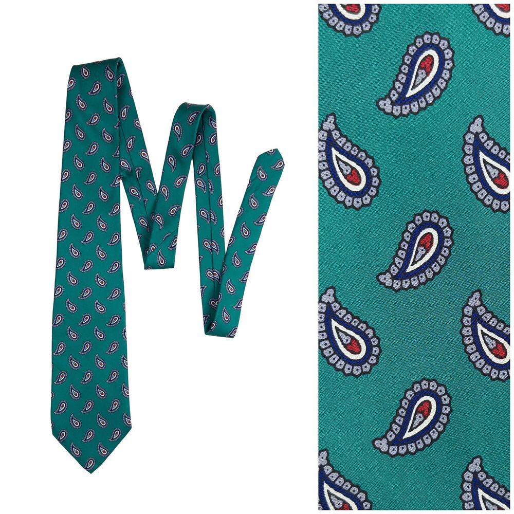 Robert Talbott For Claymore Shop Silk Tie Green Paisley USA 59 x 3.5 Classic